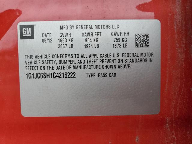 Photo 12 VIN: 1G1JC6SH1C4216222 - CHEVROLET SONIC 