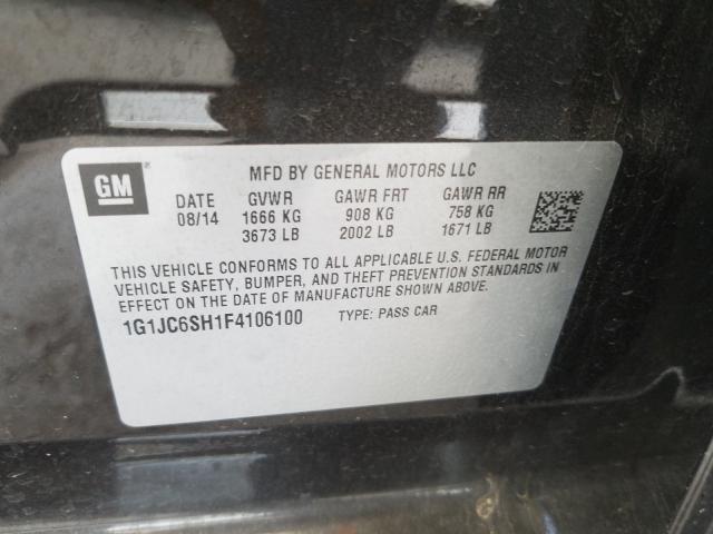 Photo 9 VIN: 1G1JC6SH1F4106100 - CHEVROLET SONIC LT 