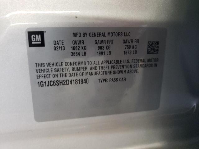 Photo 11 VIN: 1G1JC6SH2D4181840 - CHEVROLET SONIC LT 