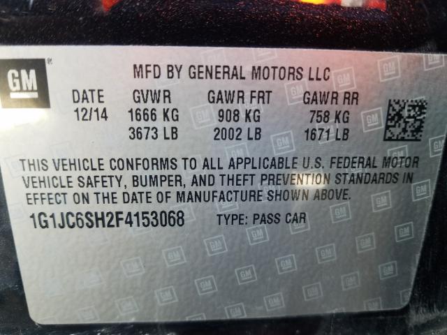 Photo 9 VIN: 1G1JC6SH2F4153068 - CHEVROLET SONIC LT 