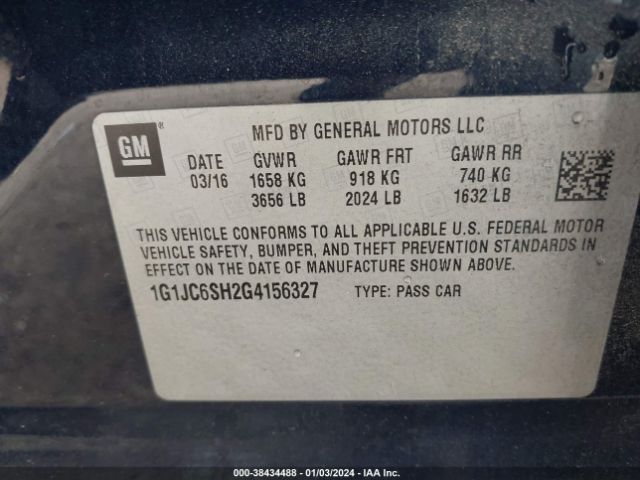 Photo 8 VIN: 1G1JC6SH2G4156327 - CHEVROLET SONIC 