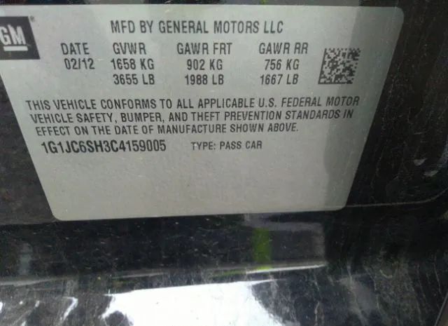 Photo 8 VIN: 1G1JC6SH3C4159005 - CHEVROLET SONIC 