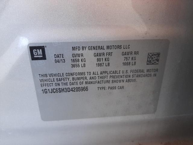 Photo 9 VIN: 1G1JC6SH3D4205966 - CHEVROLET SONIC LT 