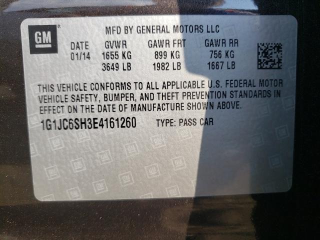 Photo 9 VIN: 1G1JC6SH3E4161260 - CHEVROLET SONIC LT 