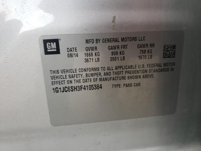 Photo 9 VIN: 1G1JC6SH3F4105384 - CHEVROLET SONIC LT 