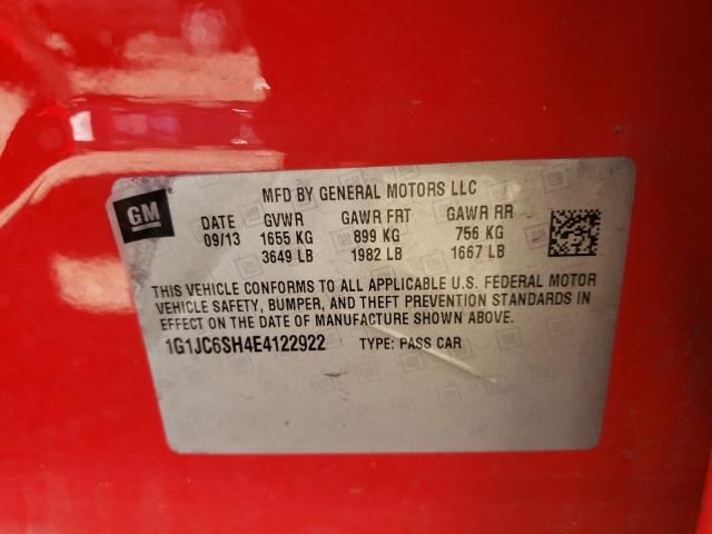 Photo 9 VIN: 1G1JC6SH4E4122922 - CHEVROLET SONIC LT 