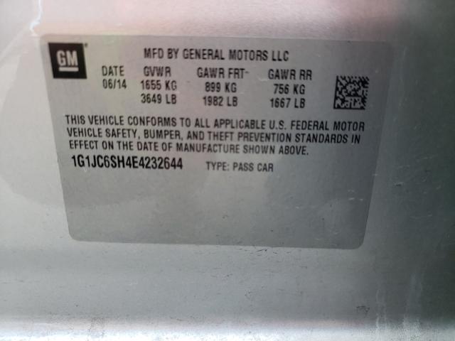 Photo 9 VIN: 1G1JC6SH4E4232644 - CHEVROLET SONIC LT 