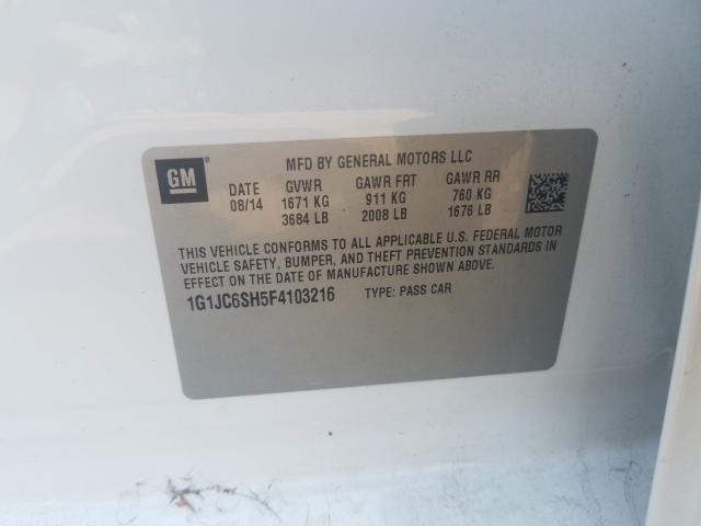 Photo 9 VIN: 1G1JC6SH5F4103216 - CHEVROLET SONIC LT 