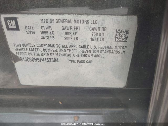 Photo 8 VIN: 1G1JC6SH5F4152304 - CHEVROLET SONIC 