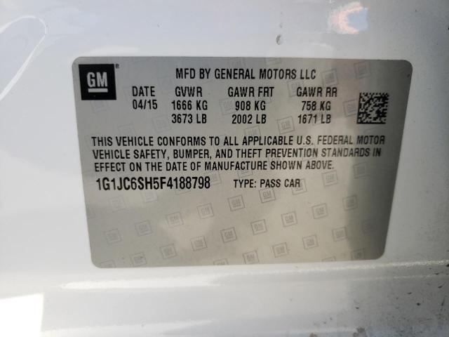 Photo 12 VIN: 1G1JC6SH5F4188798 - CHEVROLET SONIC LT 