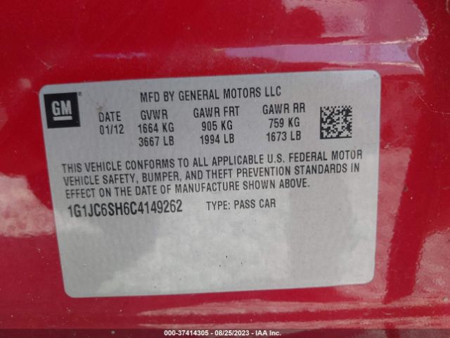 Photo 8 VIN: 1G1JC6SH6C4149262 - CHEVROLET SONIC 