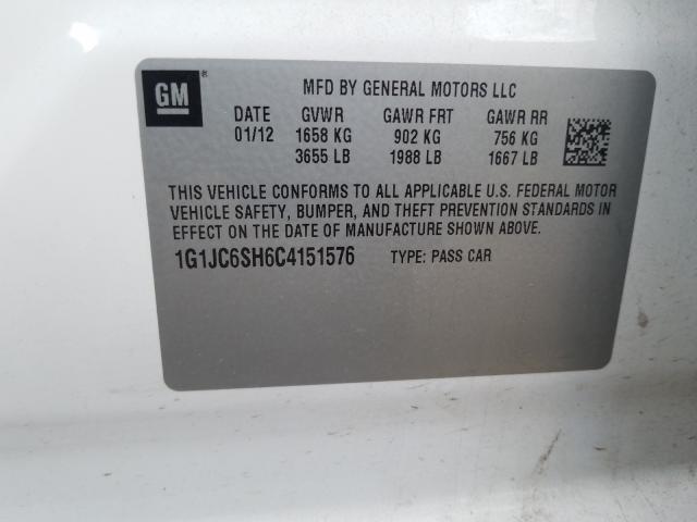 Photo 9 VIN: 1G1JC6SH6C4151576 - CHEVROLET SONIC LT 