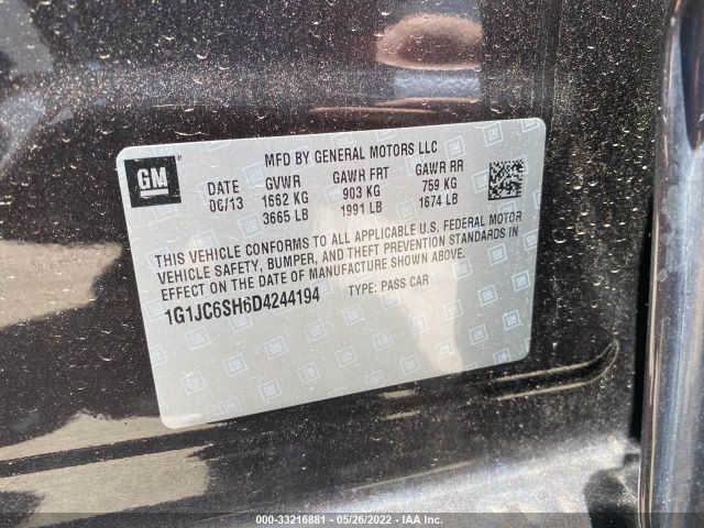 Photo 8 VIN: 1G1JC6SH6D4244194 - CHEVROLET SONIC 