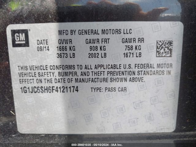 Photo 8 VIN: 1G1JC6SH6F4121174 - CHEVROLET SONIC 