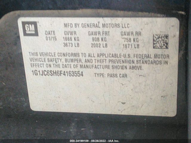 Photo 8 VIN: 1G1JC6SH6F4163554 - CHEVROLET SONIC 