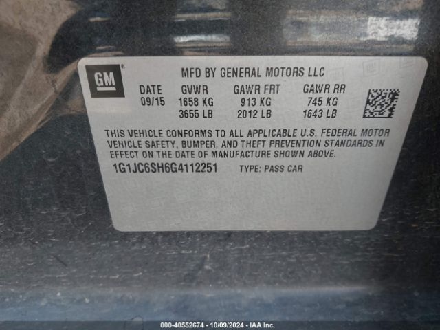 Photo 8 VIN: 1G1JC6SH6G4112251 - CHEVROLET SONIC 