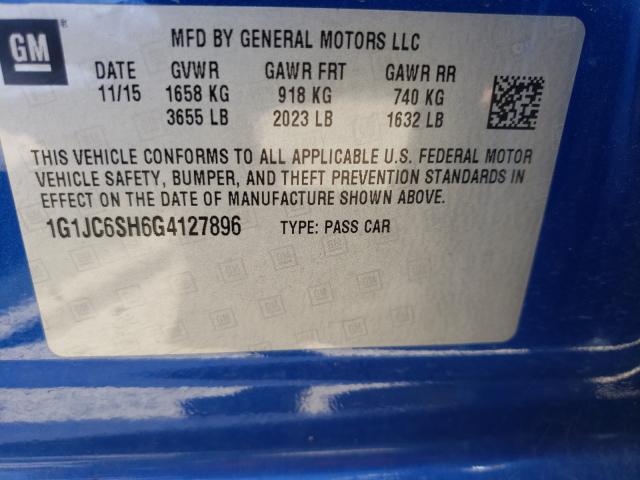 Photo 9 VIN: 1G1JC6SH6G4127896 - CHEVROLET SONIC LT 