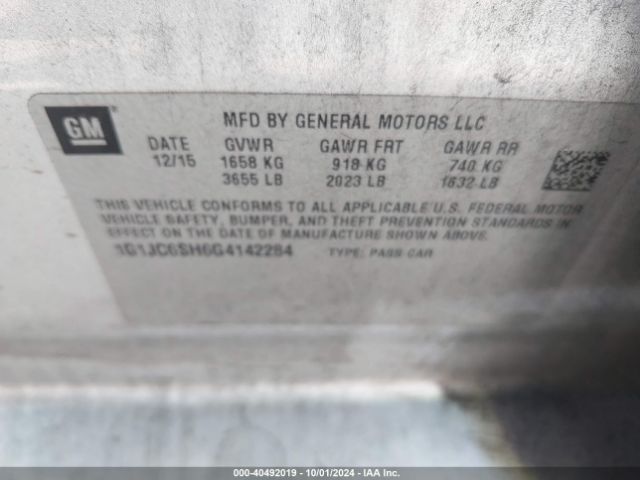 Photo 8 VIN: 1G1JC6SH6G4142284 - CHEVROLET SONIC 