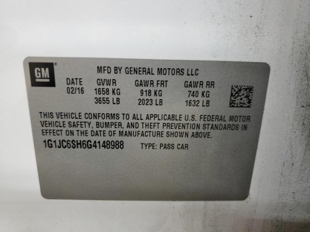 Photo 11 VIN: 1G1JC6SH6G4148988 - CHEVROLET SONIC LT 