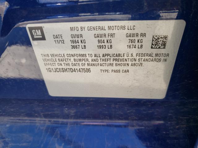 Photo 9 VIN: 1G1JC6SH7D4147506 - CHEVROLET SONIC LT 