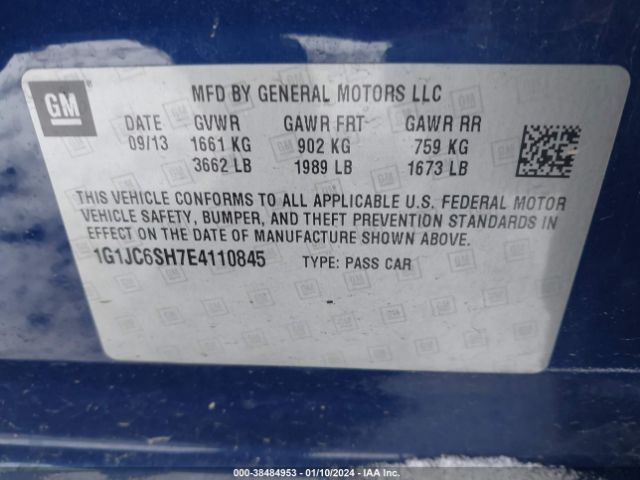 Photo 8 VIN: 1G1JC6SH7E4110845 - CHEVROLET SONIC 