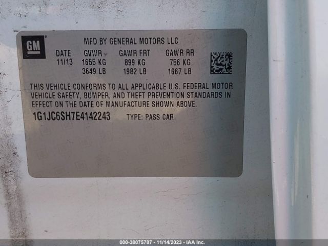 Photo 8 VIN: 1G1JC6SH7E4142243 - CHEVROLET SONIC 