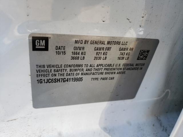 Photo 9 VIN: 1G1JC6SH7G4119905 - CHEVROLET SONIC LT 