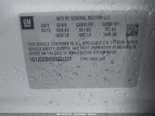 Photo 8 VIN: 1G1JC6SH8D4221337 - CHEVROLET SONIC 