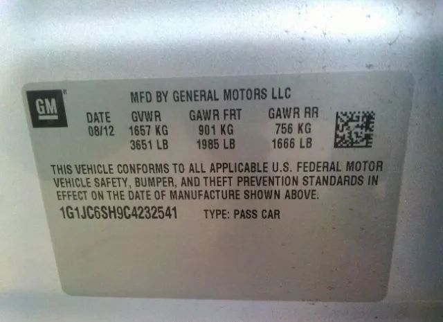 Photo 8 VIN: 1G1JC6SH9C4232541 - CHEVROLET SONIC 