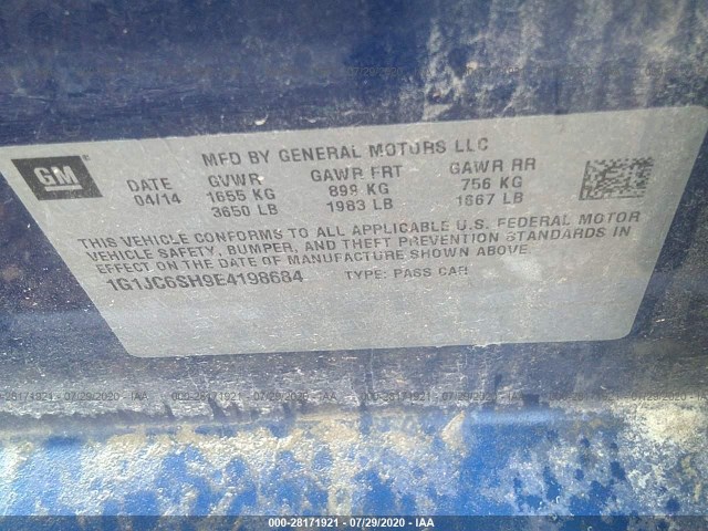 Photo 8 VIN: 1G1JC6SH9E4198684 - CHEVROLET SONIC 