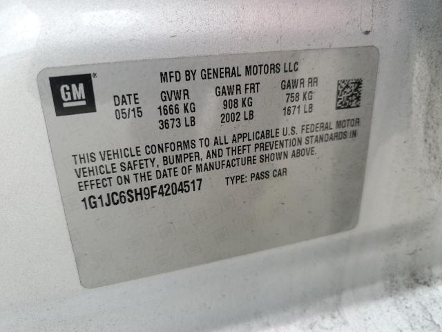 Photo 11 VIN: 1G1JC6SH9F4204517 - CHEVROLET SONIC LT 