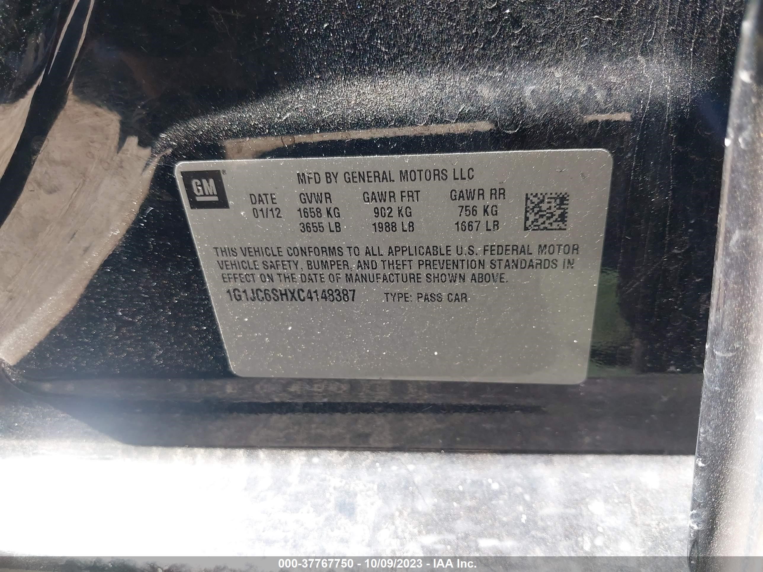 Photo 8 VIN: 1G1JC6SHXC4148387 - CHEVROLET SONIC 