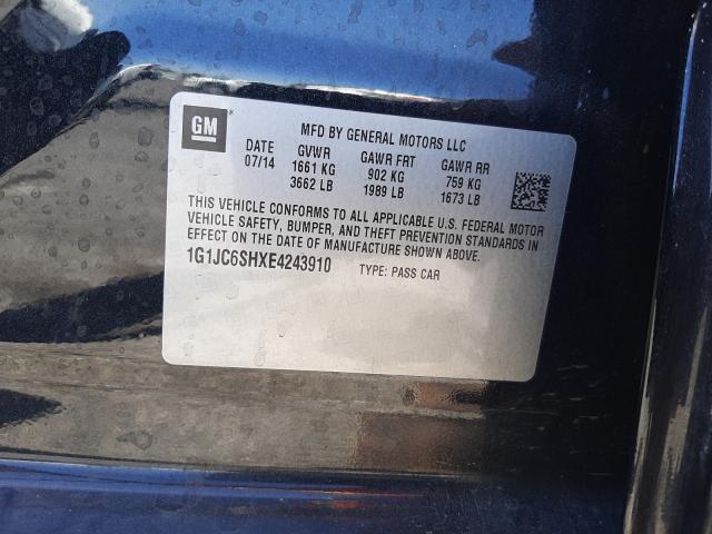 Photo 9 VIN: 1G1JC6SHXE4243910 - CHEVROLET SONIC LT 