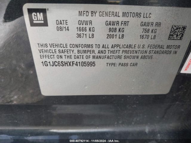 Photo 8 VIN: 1G1JC6SHXF4105995 - CHEVROLET SONIC 