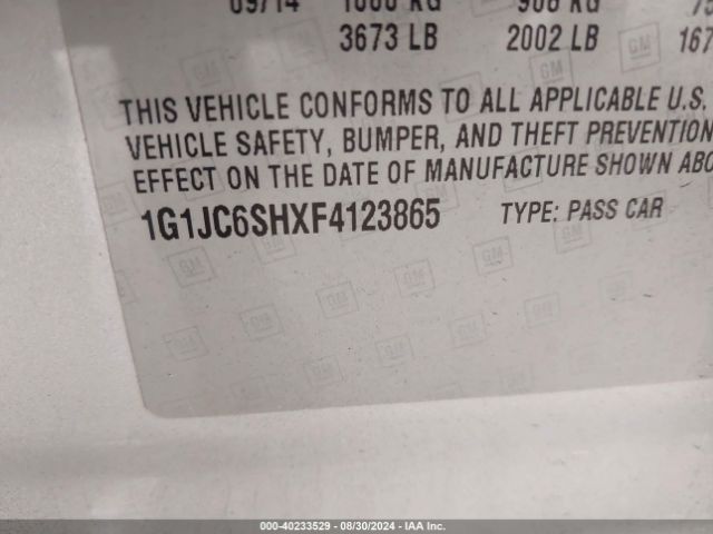 Photo 8 VIN: 1G1JC6SHXF4123865 - CHEVROLET SONIC 