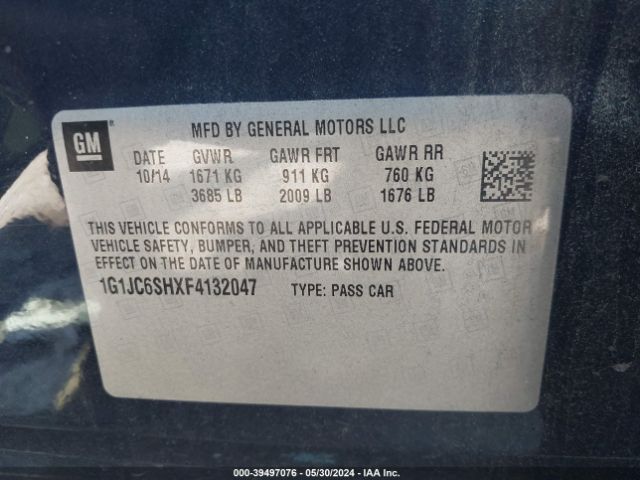 Photo 8 VIN: 1G1JC6SHXF4132047 - CHEVROLET SONIC 