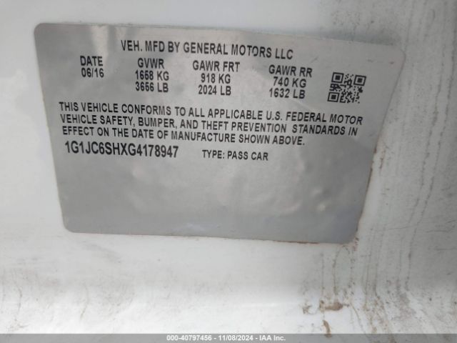 Photo 8 VIN: 1G1JC6SHXG4178947 - CHEVROLET SONIC 