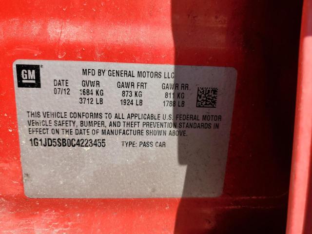 Photo 9 VIN: 1G1JD5SB0C4223455 - CHEVROLET SONIC LT 