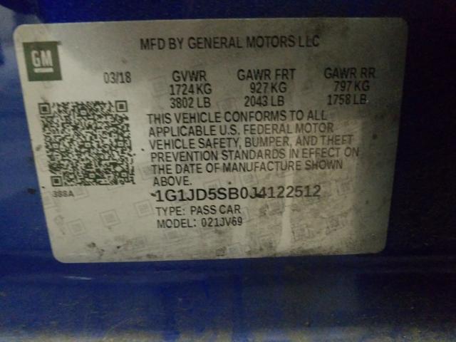 Photo 9 VIN: 1G1JD5SB0J4122512 - CHEVROLET SONIC 