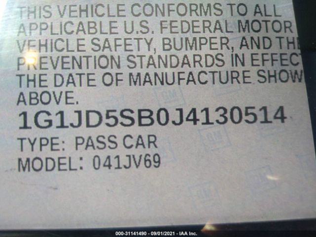 Photo 8 VIN: 1G1JD5SB0J4130514 - CHEVROLET SONIC 