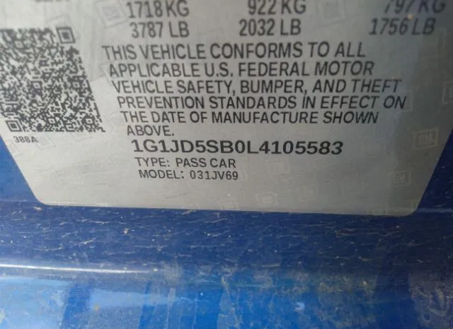 Photo 8 VIN: 1G1JD5SB0L4105583 - CHEVROLET SONIC 