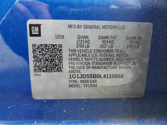 Photo 12 VIN: 1G1JD5SB0L4110668 - CHEVROLET SONIC LT 