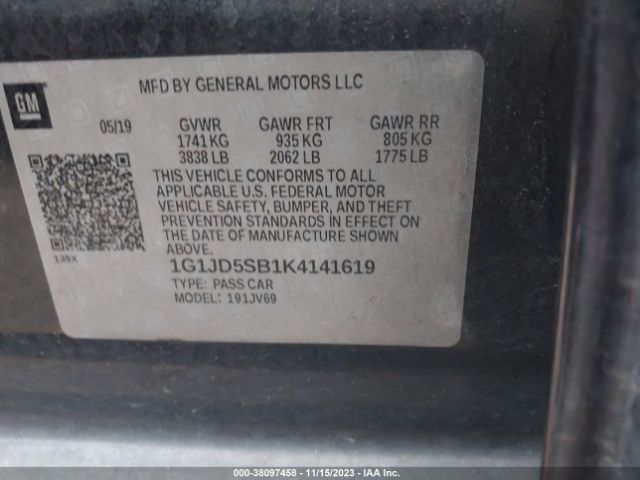 Photo 8 VIN: 1G1JD5SB1K4141619 - CHEVROLET SONIC 