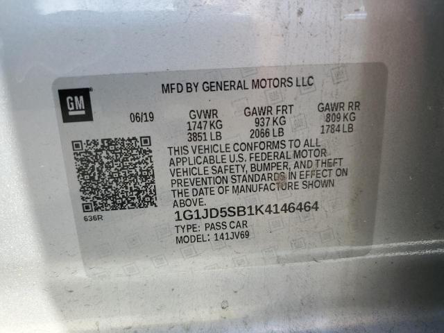 Photo 11 VIN: 1G1JD5SB1K4146464 - CHEVROLET SONIC LT 