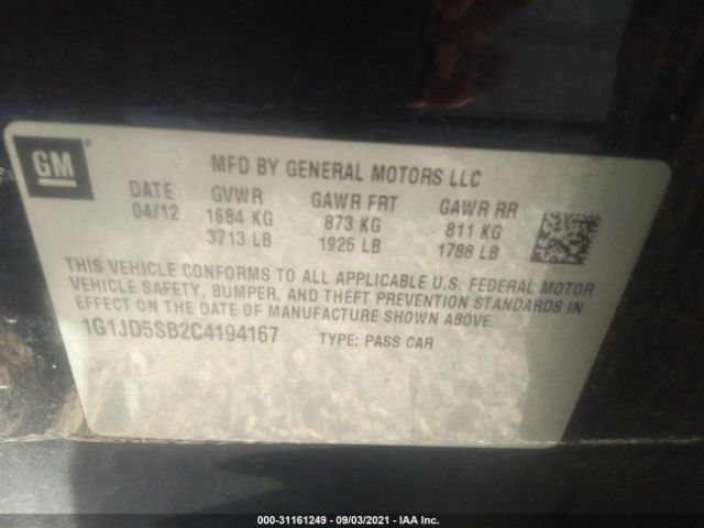 Photo 8 VIN: 1G1JD5SB2C4194167 - CHEVROLET SONIC 