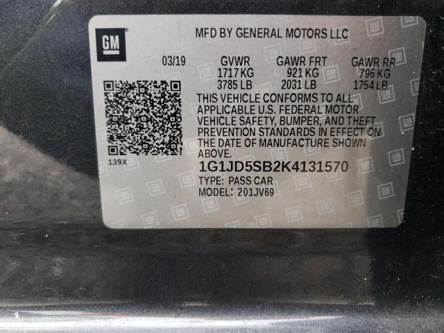 Photo 12 VIN: 1G1JD5SB2K4131570 - CHEVROLET SONIC LT 