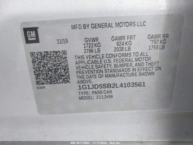 Photo 8 VIN: 1G1JD5SB2L4103561 - CHEVROLET SONIC 