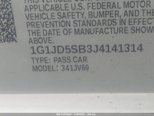 Photo 8 VIN: 1G1JD5SB3J4141314 - CHEVROLET SONIC 