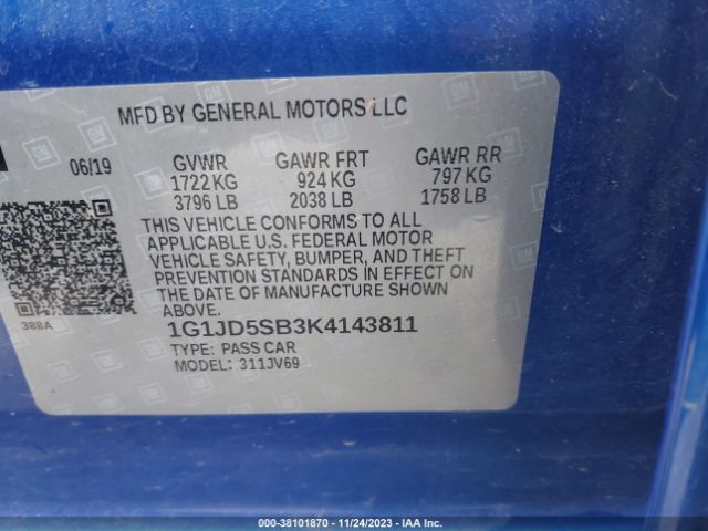 Photo 8 VIN: 1G1JD5SB3K4143811 - CHEVROLET SONIC 