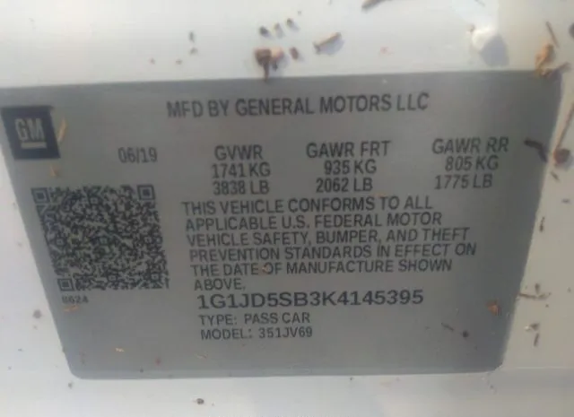 Photo 8 VIN: 1G1JD5SB3K4145395 - CHEVROLET SONIC 